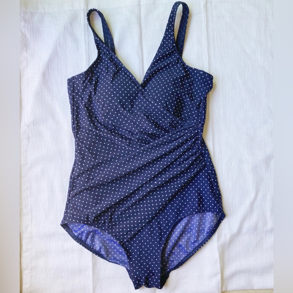 Miraclesuit One Piece Swimsuit Blue Polka Dot